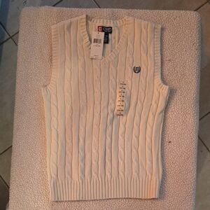 Chaps Men's V-Neck Cream Sweater Vest